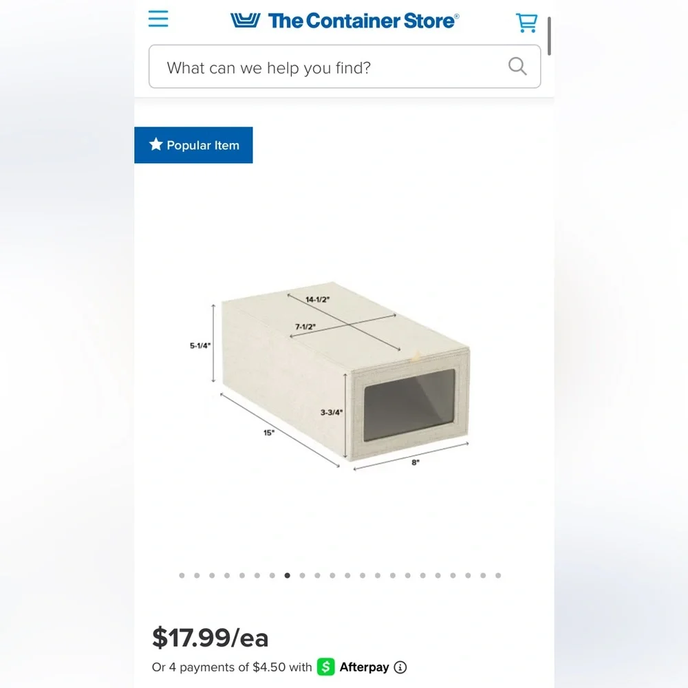 Container Store Stackable Magnetic Shoe Box with Clear Front